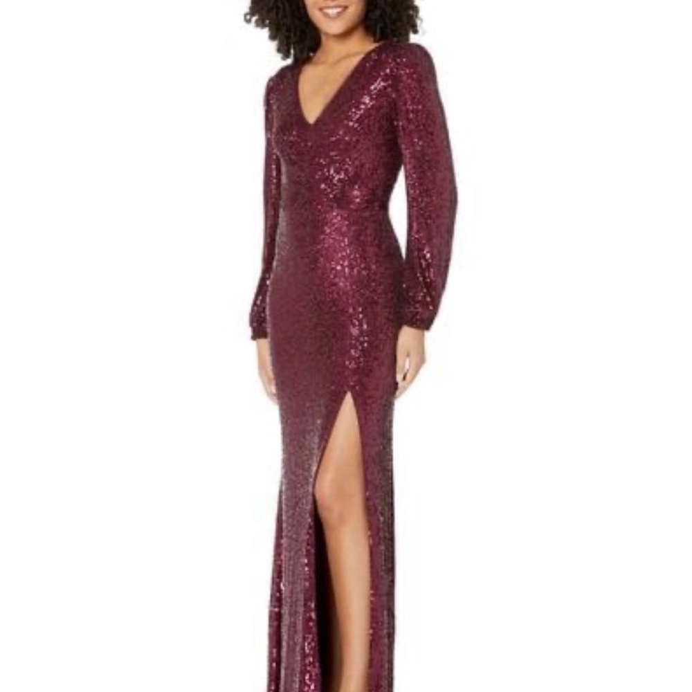 Xscape Emerald Sequin Long Sleeve Dress - Picture 7 of 7